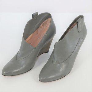 Belle Sigerson Morrison Ankle Boots 8.5B Finley Gray Leather Wedge Asymmetrical